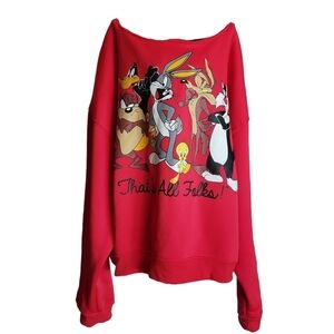 Looney Tunes "Thats All Folks" Pullover Sweatshirt, Size 3X
